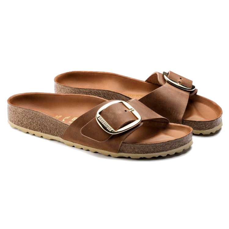 Birkenstock Madrid Big Buckle Oiled Leath | Cognac | Narrow - Women's (1006525) - Image 4